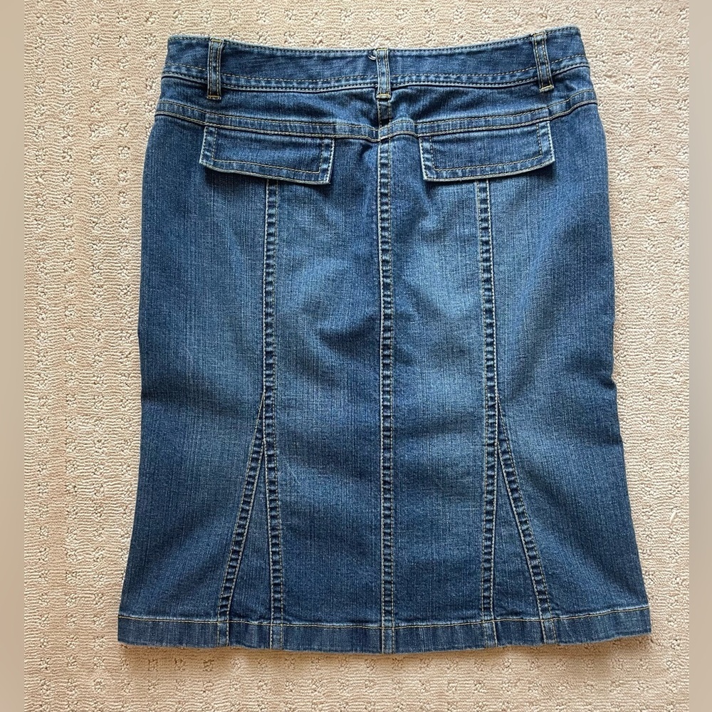 Y2K Trumpet Low Rise  Ann Taylor Loft‎ Denim Skirt Zipper Details  Sz 6 - Picture 6 of 14